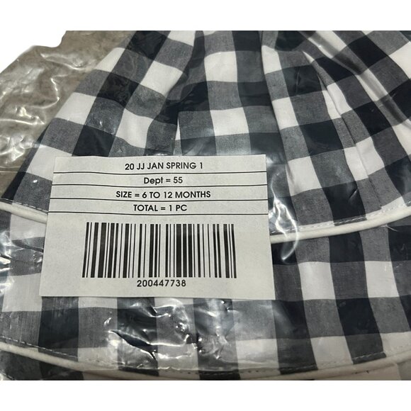 Janie & Jack Plaid Rimmed Bucket Hat Sz 6-12 Months Baby Girls Navy Blue & White - Picture 7 of 8